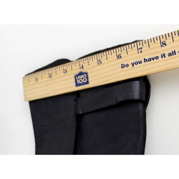 Trouve BLACK GENUINE LEATHER LOW HEEL PULL ON STRAP BUCKLE ROUND TOE BOOTS 6.5B - Picture 11 of 11